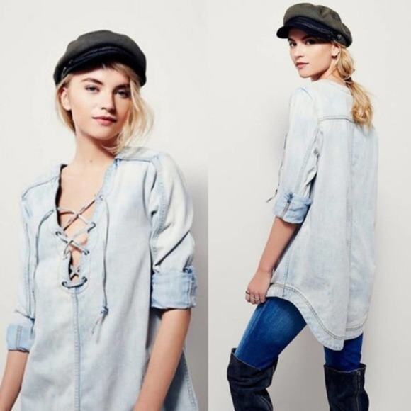 Free People Tops - Free People Chambray/Denim Top in Blue Sky